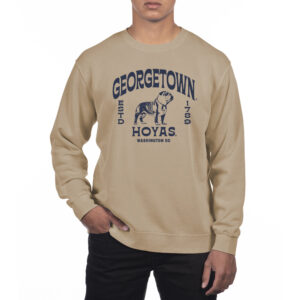 Men's Uscape Apparel Cream Georgetown Hoyas Pigment Dyed Fleece Crew Neck Sweatshirt