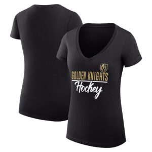 Women's G-III 4Her by Carl Banks Black Vegas Golden Knights Graphic Fitted V-Neck T-Shirt