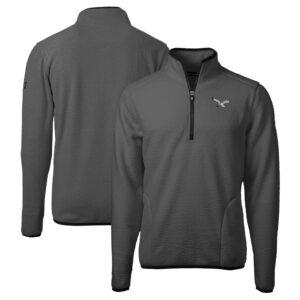 Men's Cutter & Buck  Gray/Black Philadelphia Eagles Throwback Cascade Eco Sherpa Fleece Quarter-Zip Pullover Jacket