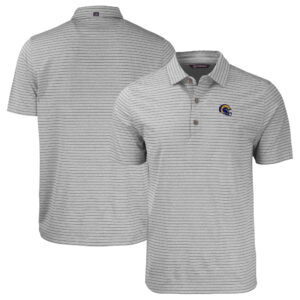 Men's Cutter & Buck  Heather Gray Los Angeles Rams Helmet Forge Eco Heather Stripe Stretch Recycled Polo