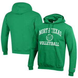 Men's Champion  Kelly Green North Texas Mean Green Icon Logo Volleyball Eco Powerblend Pullover Hoodie