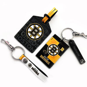 Boston Bruins Leather Three-Piece Gift Pack with Personalized Keychain