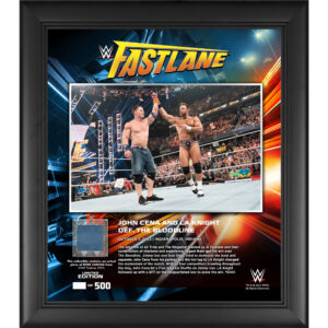 John Cena and LA Knight WWE Framed 15" x 17" 2023 Fastlane Collage with a Piece of Match-Used Canvas - Limited Edition of 500