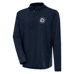 Men's Antigua  Heather Navy Winnipeg Jets Tidy Quarter-Zip Pullover Hoodie
