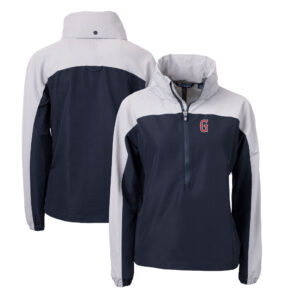 Women's Cutter & Buck Navy/Gray Greenville Drive Charter Eco Recycled Half-Zip Anorak Jacket