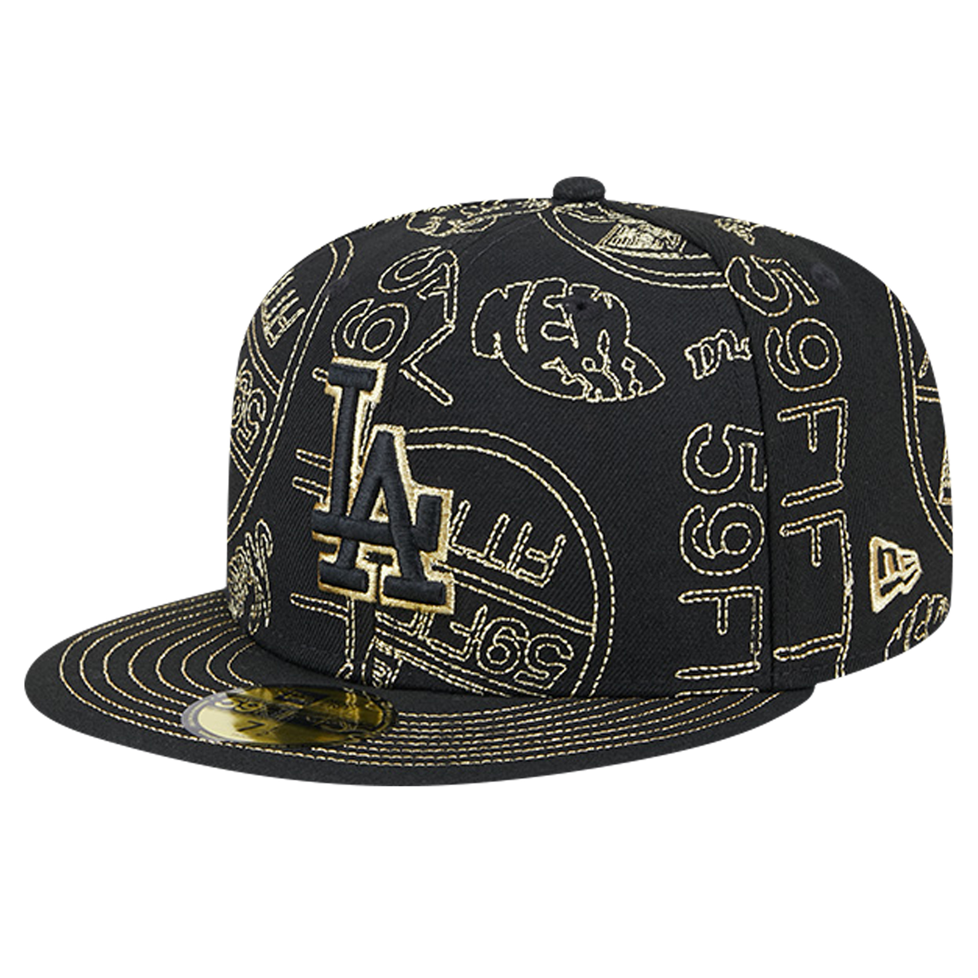 Men's New Era Black Los Angeles Dodgers 59FIFTY Day Allover Fitted Hat - Image 7