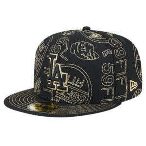 Men's New Era Black Los Angeles Dodgers 59FIFTY Day Allover Fitted Hat