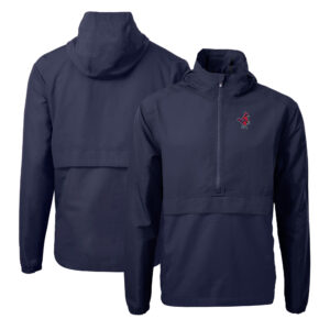 Men's Cutter & Buck  Navy Memphis Redbirds  Charter Eco Recycled Half-Zip Anorak Jacket