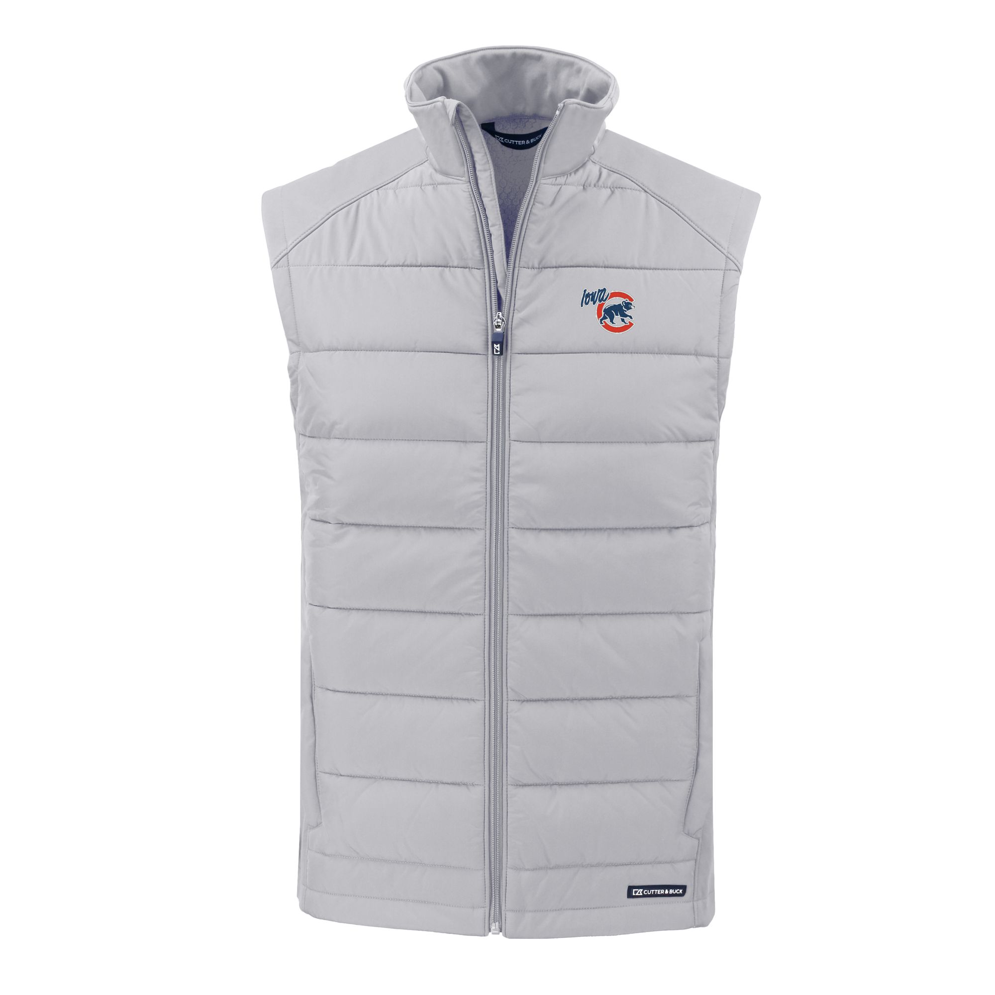 Men's Cutter & Buck Gray Iowa Cubs Evoke Hybrid Eco Softshell Recycled Full-Zip Vest - Image 6