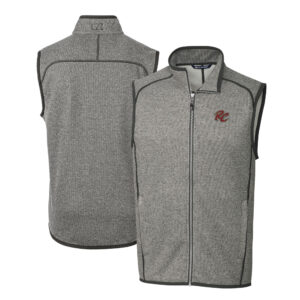 Men's Cutter & Buck Heather Gray Sacramento River Cats Mainsail Sweater-Knit Full-Zip Vest