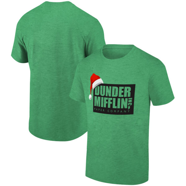 Men's Ripple Junction Heather Kelly Green The Office Dunder Mifflin Holiday Graphic T-Shirt