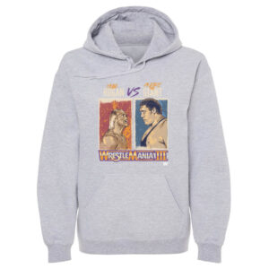 Men's 500 Level  Gray WrestleMania Hulk Hogan Vs. Andre The Giant Pullover Hoodie