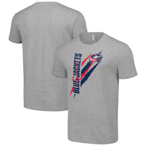 Men's Starter  Heather Gray Columbus Blue Jackets Color Scratch T-Shirt
