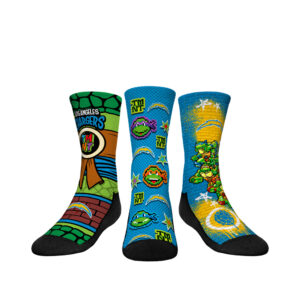 Youth Rock Em Socks  Powder Blue Los Angeles Chargers TMNT Three-Pack Crew Sock Set