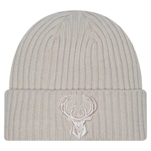 Men's New Era Cream Milwaukee Bucks Color Pack Cuffed Knit Hat