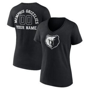 Women's Black Memphis Grizzlies Personalized Name & Number Monochrome V-Neck T-Shirt