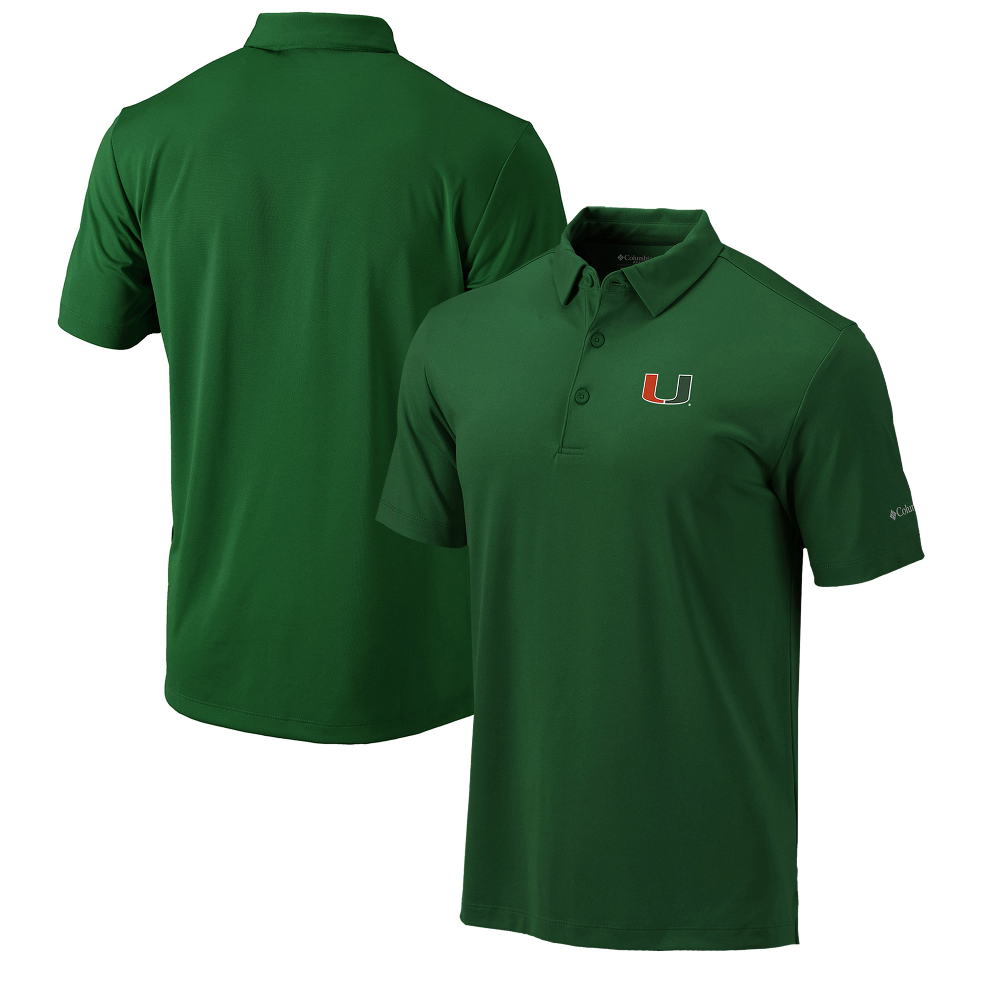 Men's Columbia Green Miami Hurricanes Omni-Wick Drive Polo - Image 5