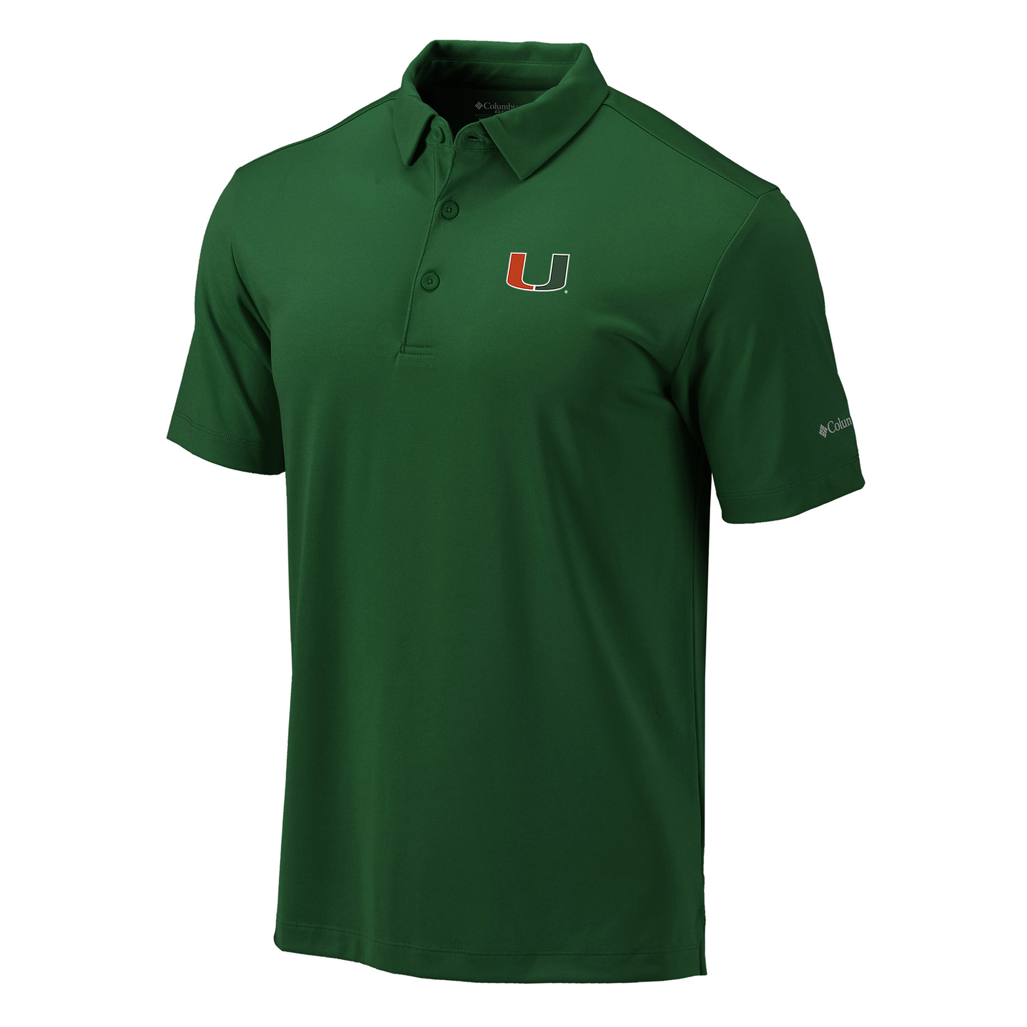Men's Columbia Green Miami Hurricanes Omni-Wick Drive Polo - Image 3