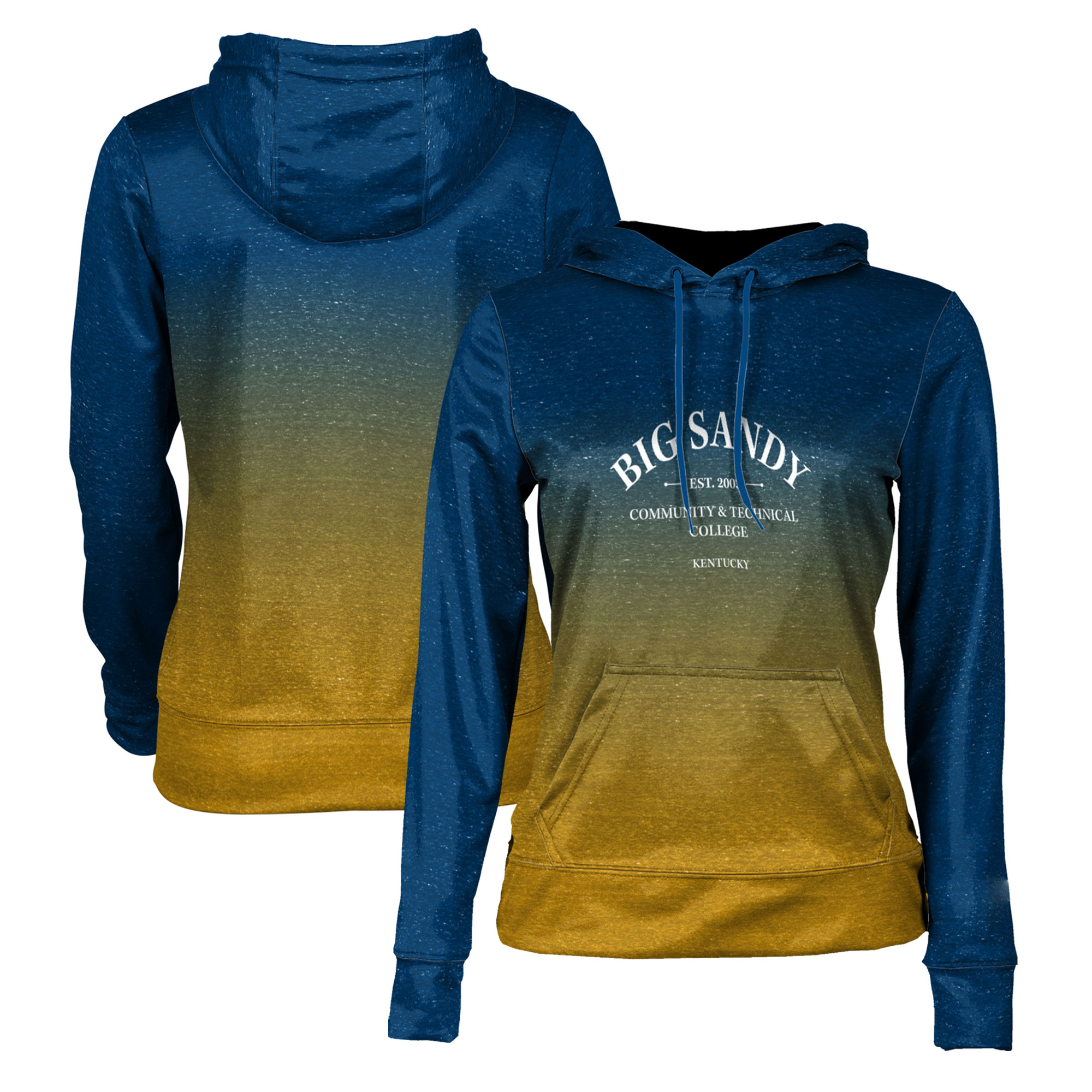 Women's ProSphere Blue Big Sandy Community and Technical College Ombre Pullover Hoodie