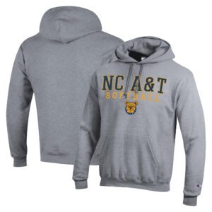 Men's Champion  Gray North Carolina A&T Aggies Stack Logo Softball Powerblend Pullover Hoodie