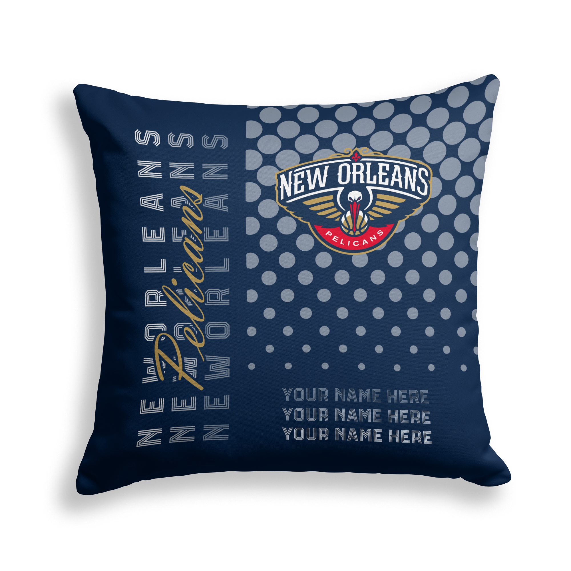 Pegasus New Orleans Pelicans 18" x 18" Script Dot Fade Personalized Decor Pillow