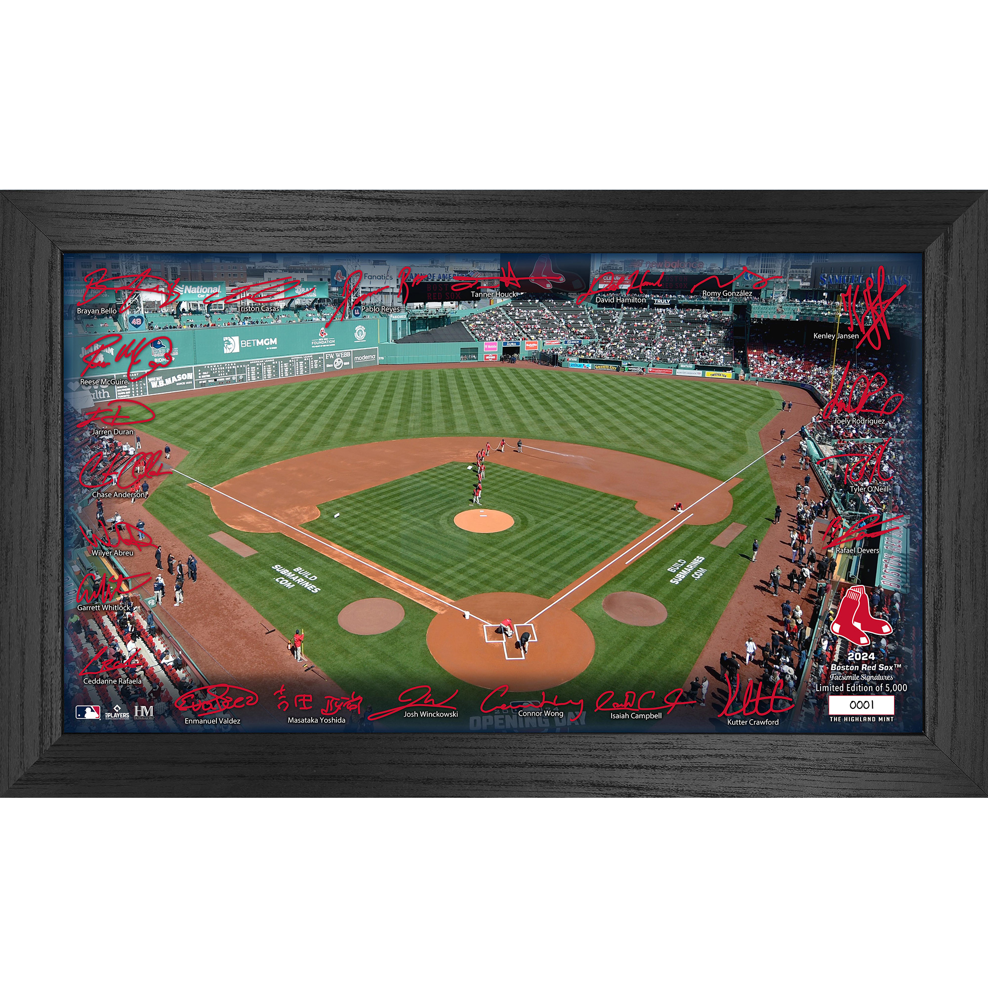 Highland Mint Boston Red Sox Framed 12" x 20" 2024 Signature Field Photograph - Facsimile Signatures - Limited Edition of 5,000