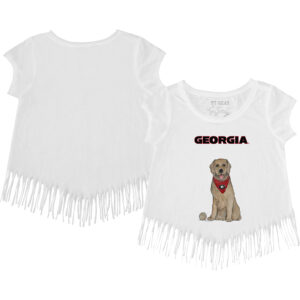 Toddler Tiny Turnip White Georgia Bulldogs Golden Retriever Fringe T-Shirt