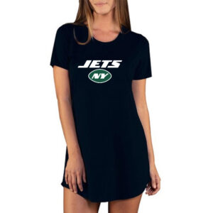 Women's Concepts Sport  Black New York Jets Marathon Knit Nightshirt