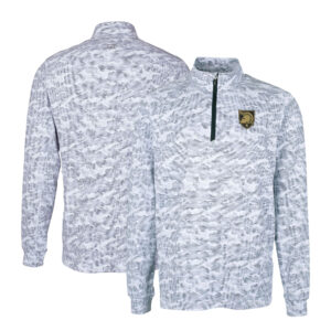 Men's Cutter & Buck Charcoal Army Black Knights Traverse Stretch Camo Print Eco Quarter-Zip Top