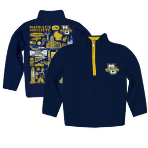 Youth Vive La Fete Navy  Marquette Golden Eagles Impressions Artwork Quarter-Zip Jacket