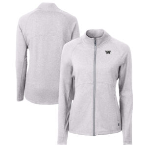 Women's Cutter & Buck  Heather Gray Washington Commanders Adapt Eco Knit Recycled Raglan Full-Zip Jacket