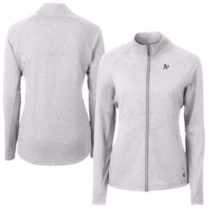 Women's Cutter & Buck Heather Gray Athletics Adapt Eco Knit Heather Recycled Full-Zip Jacket
