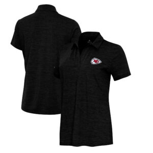 Women's Antigua  Heather Black Kansas City Chiefs Layout V-Neck Polo