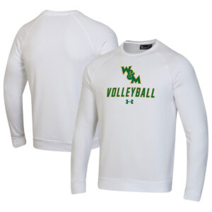 Men's Under Armour White William & Mary Tribe Volleyball Rival Fleece Raglan Pullover Sweatshirt