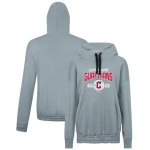 Women's Levelwear Gray Cleveland Guardians Waterfall Punch Out Pullover Hoodie