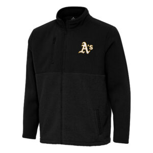 Men's Antigua Black Oakland Athletics Daily Fused Full-Zip Jacket