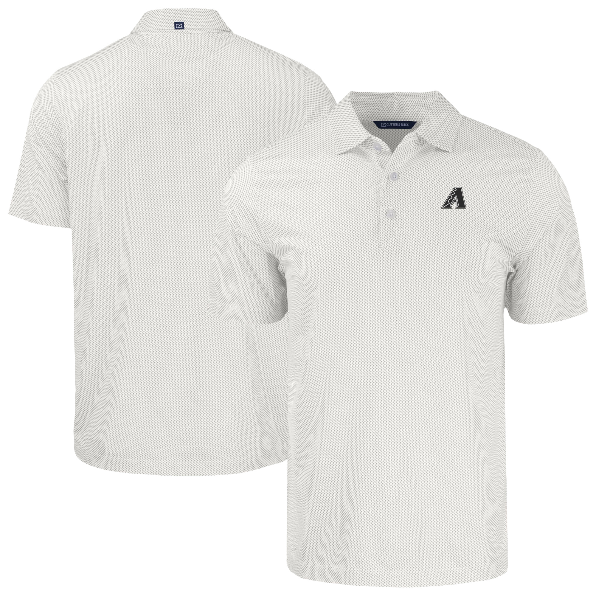 Men's Cutter & Buck White/Gray Arizona Diamondbacks Pike Eco Symmetry Print Stretch Recycled Polo - Image 5