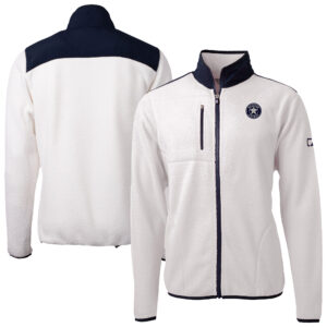 Men's Cutter & Buck Oatmeal Houston Astros Cascade Eco Fleece Full-Zip Sweatshirt