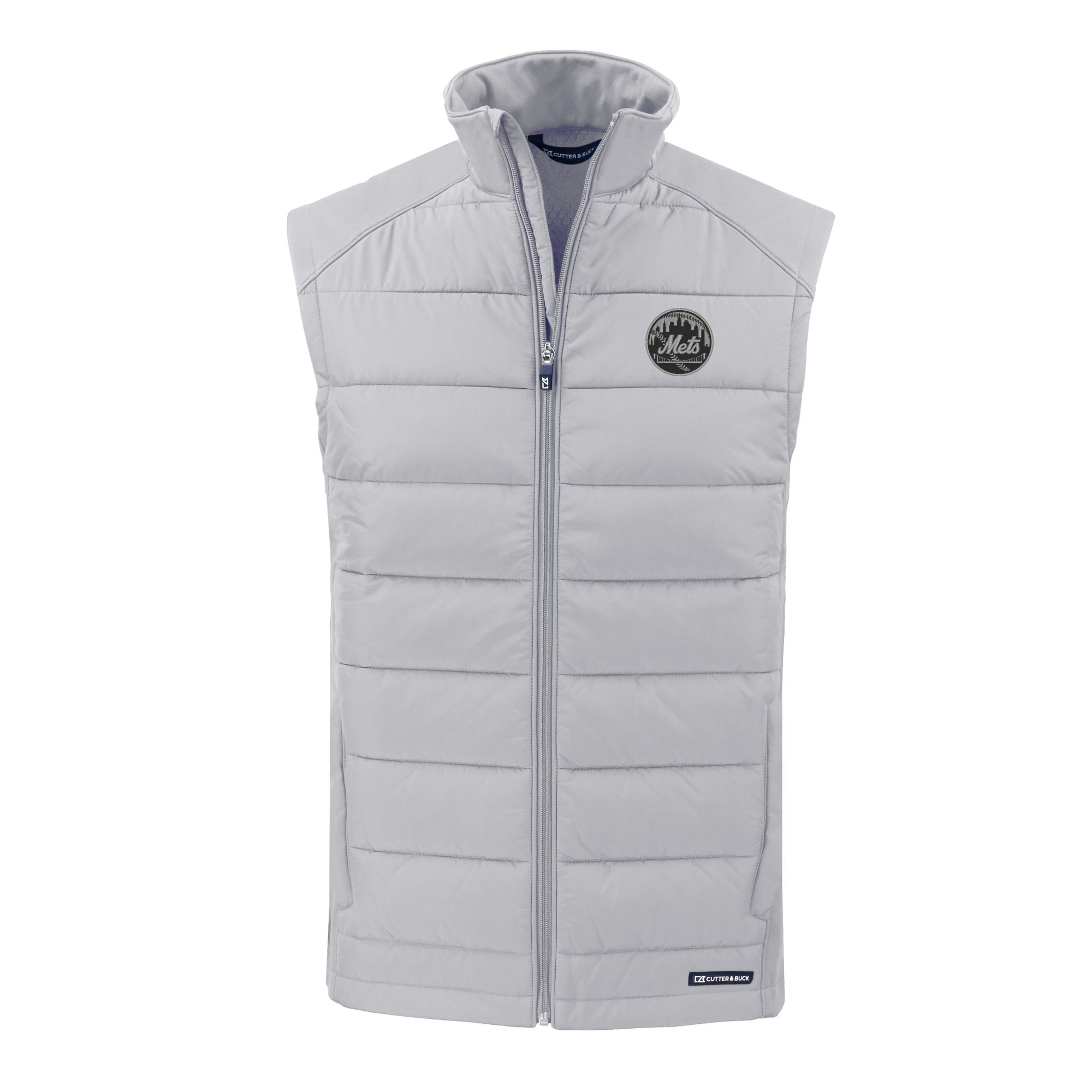 Men's Cutter & Buck Gray New York Mets Evoke Hybrid Eco Softshell Recycled Full-Zip Vest - Image 6