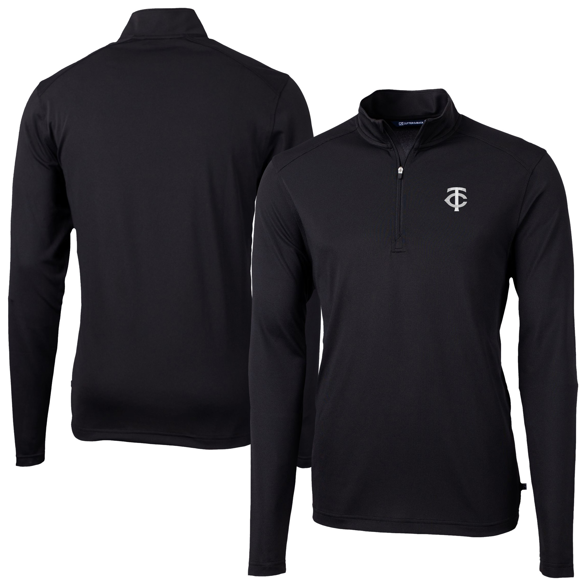 Men's Cutter & Buck Black Minnesota Twins Virtue Eco Pique Quarter-Zip Jacket - Image 2