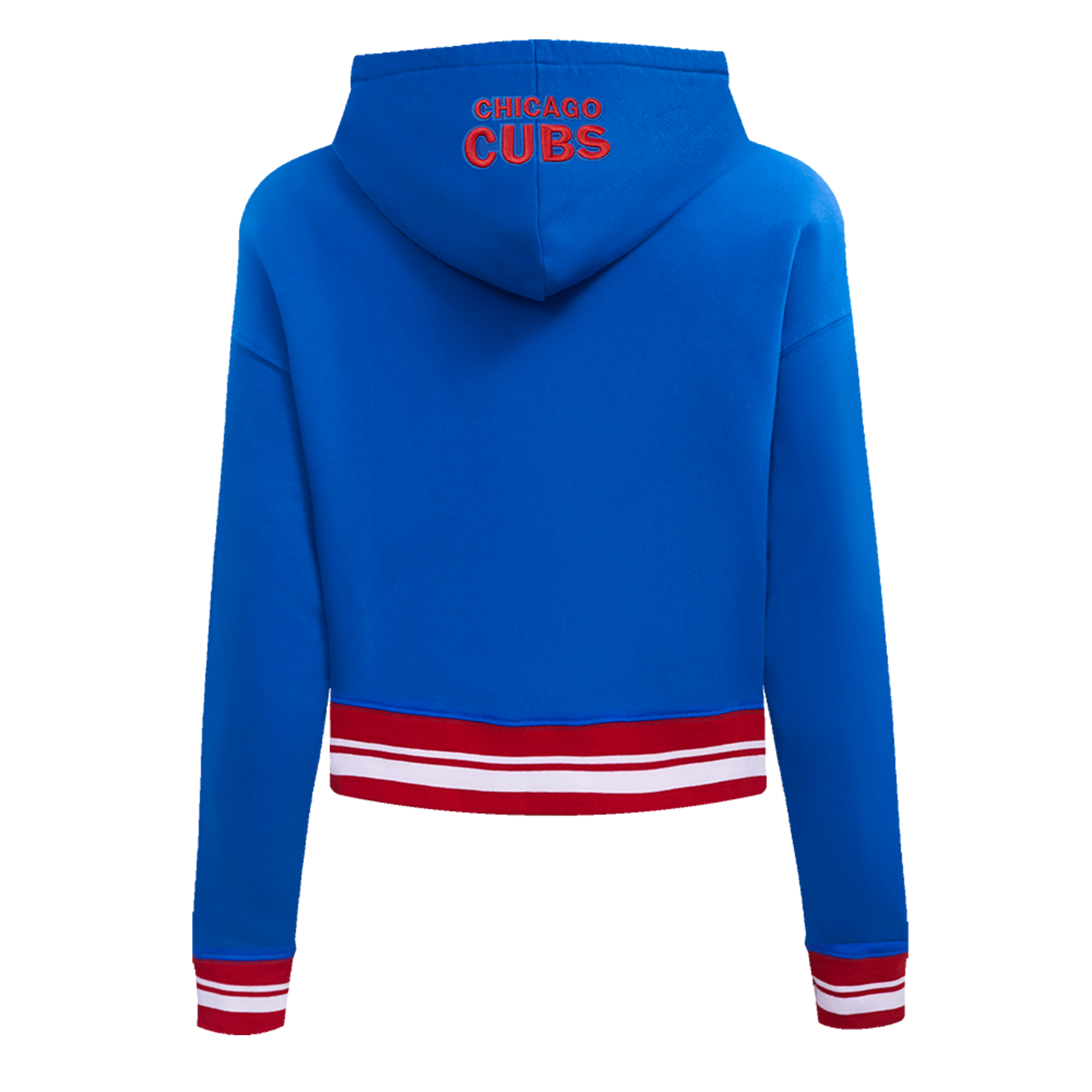 Women's Pro Standard Royal Chicago Cubs Script Tail Cropped Pullover Hoodie - Image 7
