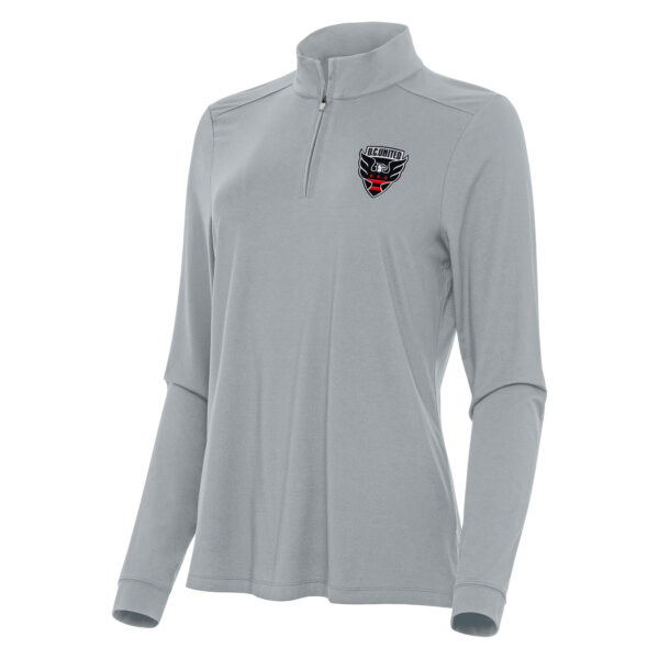 Women's Antigua Gray D.C. United Logo Intent Quarter-Zip Top