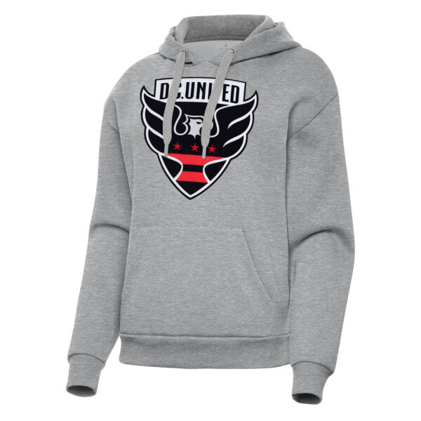 Women's Antigua Heather Gray D.C. United Victory Pullover Hoodie