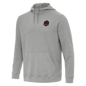 Men's Antigua Heather Gray Houston Dynamo FC Cloud Pullover Hoodie