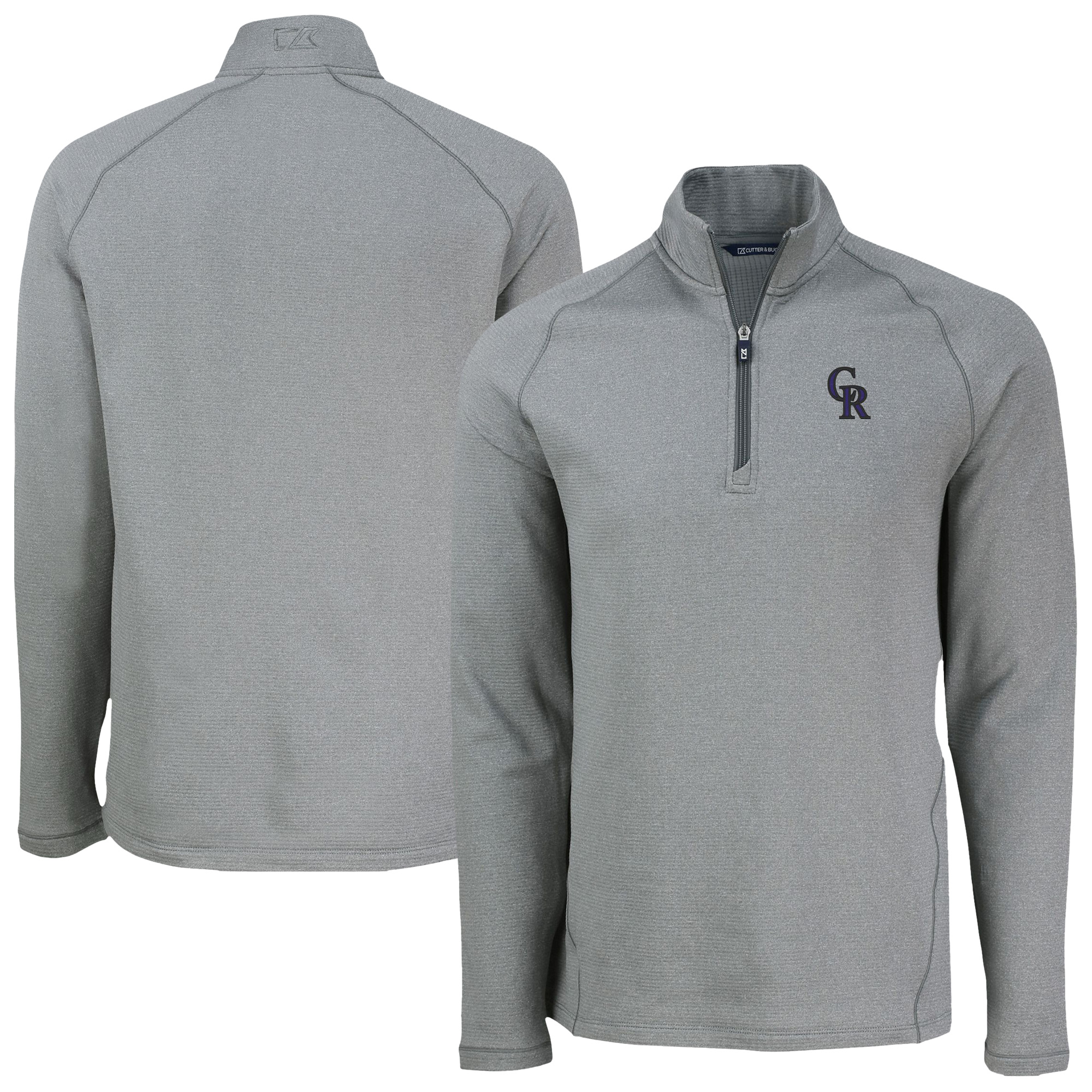Men's Cutter & Buck Heather Gray Colorado Rockies Peshastin Eco Fleece Recycled Raglan Quarter-Zip Top