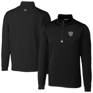 Men's Cutter & Buck  Black Las Vegas Raiders Traverse Stretch Quarter-Zip Top