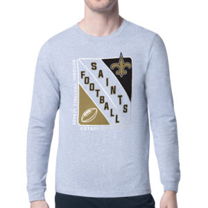 Men's Starter Heather Gray New Orleans Saints Shield Logo Long Sleeve T-Shirt