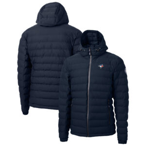 Men's Cutter & Buck Navy Toronto Blue Jays Mission Ridge Repreve® Eco Insulated Full-Zip Hooded Puffer Jacket
