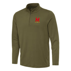 Men's Antigua Olive Maryland Terrapins Reprocess Quarter-Zip Top