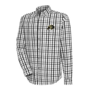Men's Antigua  Black/Gray Colorado Buffaloes Tending Tri-Blend Button-Down Long Sleeve Shirt